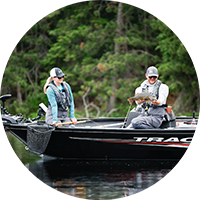 fishing in boat couple circle